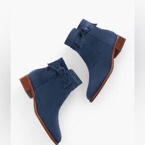Talbots Tish Tie Suede Ankle Boot Indigo Blue casual comfy stylish outdoor